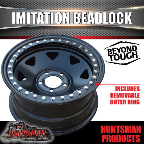 17X8 5/127 PCD +6 Offset Steel Imitation Beadlock Rim. Suit Jeep Wrangler - Image 4
