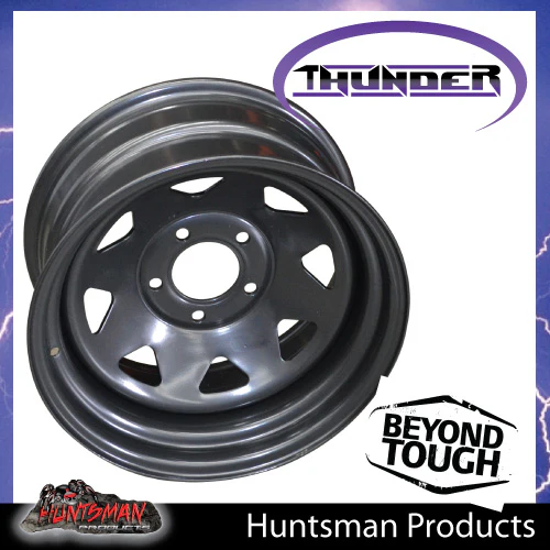 17x8 5 Stud Black Thunder Jeep Steel Wheel Rim 5/127 PCD, -25 Offset. - Image 4