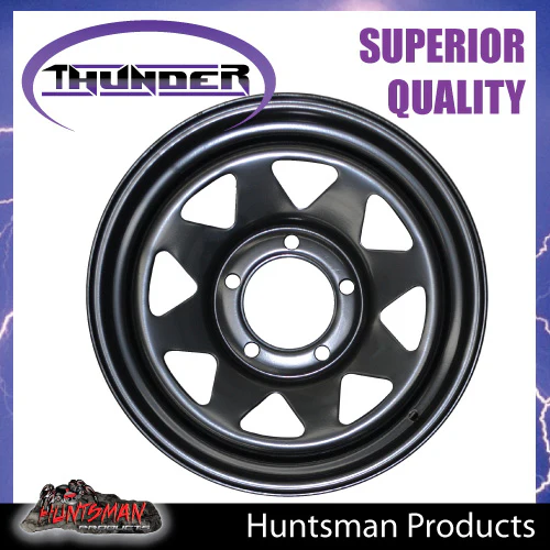 17x8 5 Stud Black Thunder Steel Rim 5/150, +30 suits Landcruiser 100/200 Series Pattern - Image 3