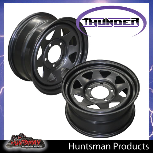 17x8 5 Stud Black Thunder Steel Rim 5/150, +30 suits Landcruiser 100/200 Series Pattern - Image 5