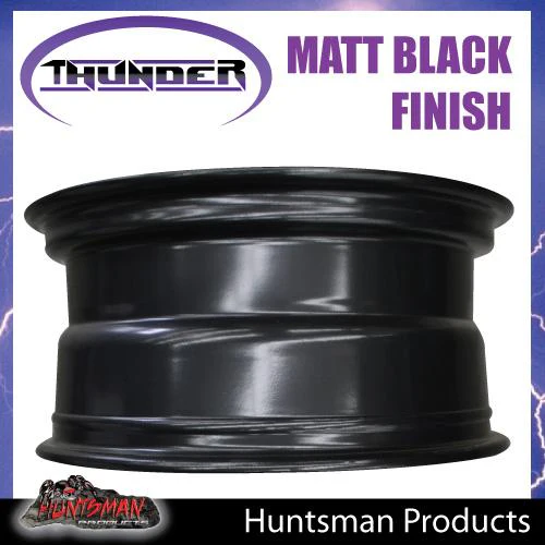 17X8 6 Stud Black Thunder Steel Rim. 0 Offset. 6/139.7 PCD. Fits Landcruiser, Patrol, Ranger, Hilux etc - Image 3