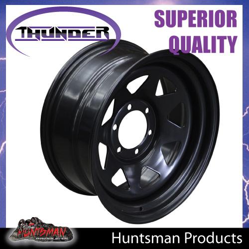 17X8 6 Stud Black Thunder Steel Rim. 0 Offset. 6/139.7 PCD. Fits Landcruiser, Patrol, Ranger, Hilux etc - Image 6