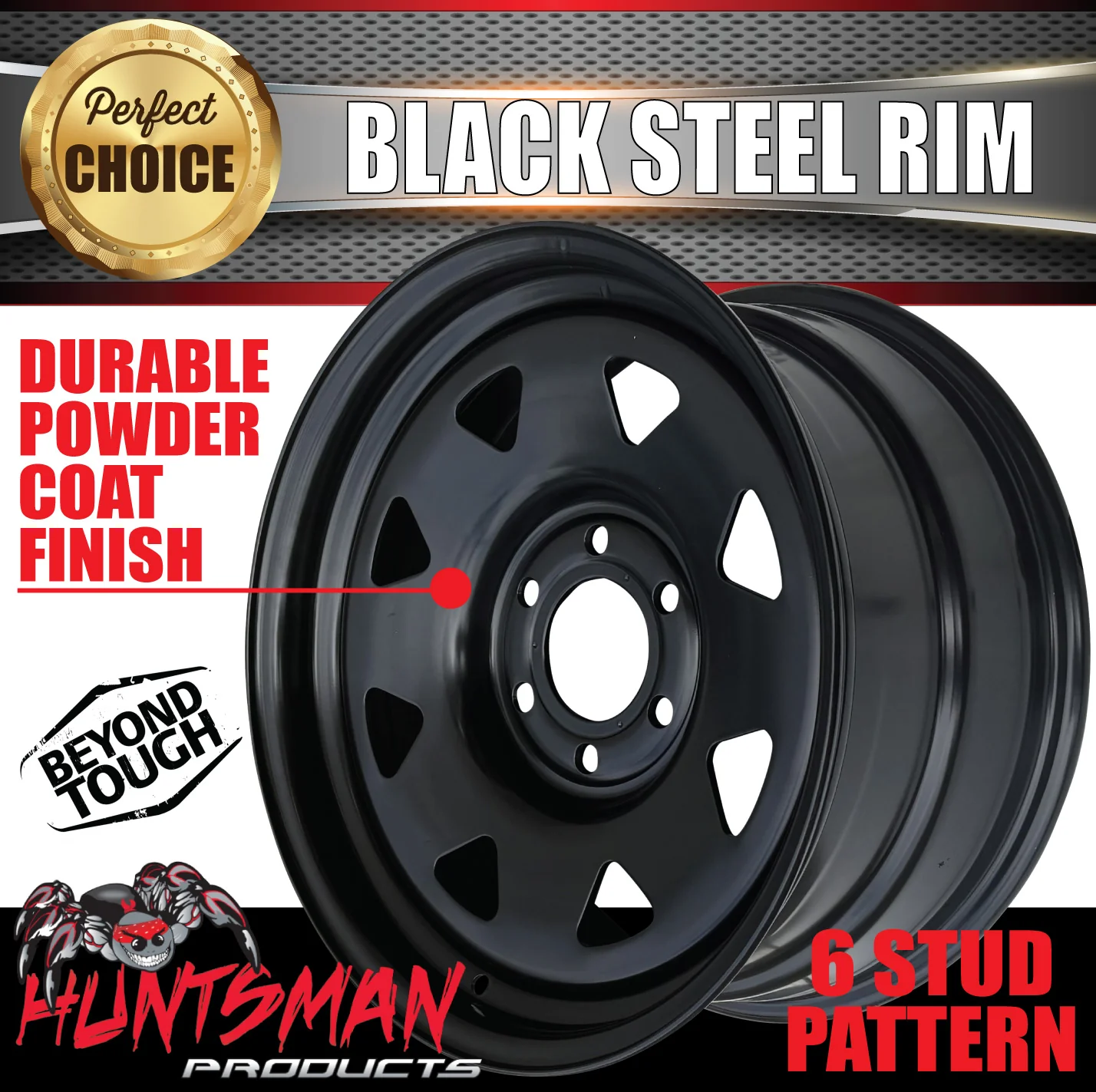 17X8 6 Stud Black Thunder Steel Wheel Rim +20 Offset 6/130 PCD Fits Mercedes LDV Hiace - Image 2