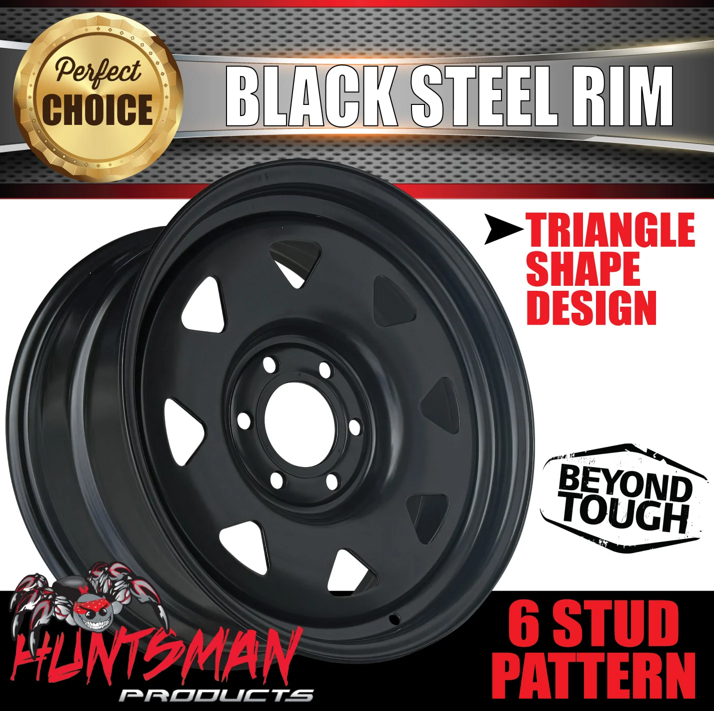 17X8 6 Stud Black Thunder Steel Wheel Rim +20 Offset 6/130 PCD Fits Mercedes LDV Hiace - Image 4