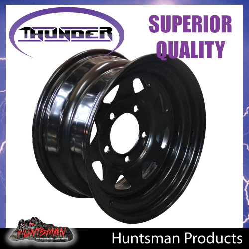 17x8 5 Stud 5/150 Black Thunder Steel Wheel Rim 0 Offset Suit Landcruiser 79-105 Series - Image 3