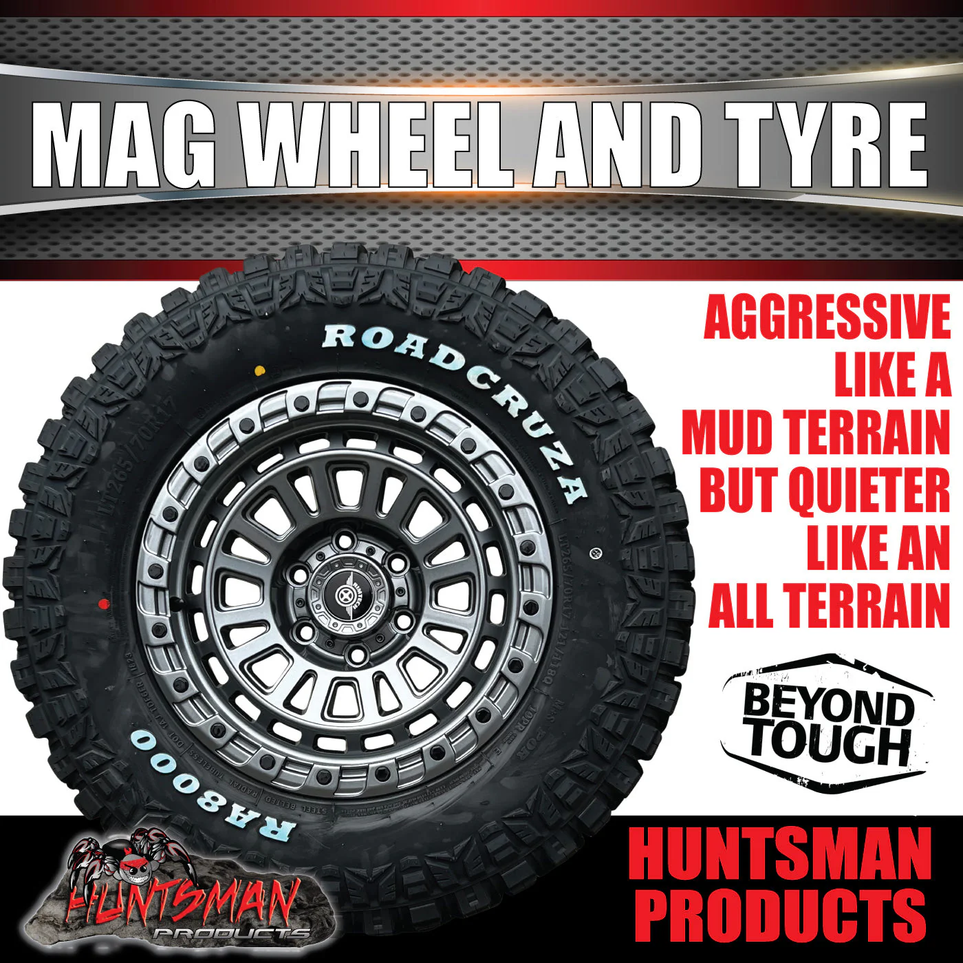 17x8 Gunmetal Sandstorm Alloy Rim 6/139.7 ET0 & 265/65R17 Roadcruza RA8000 Tyre - Image 5