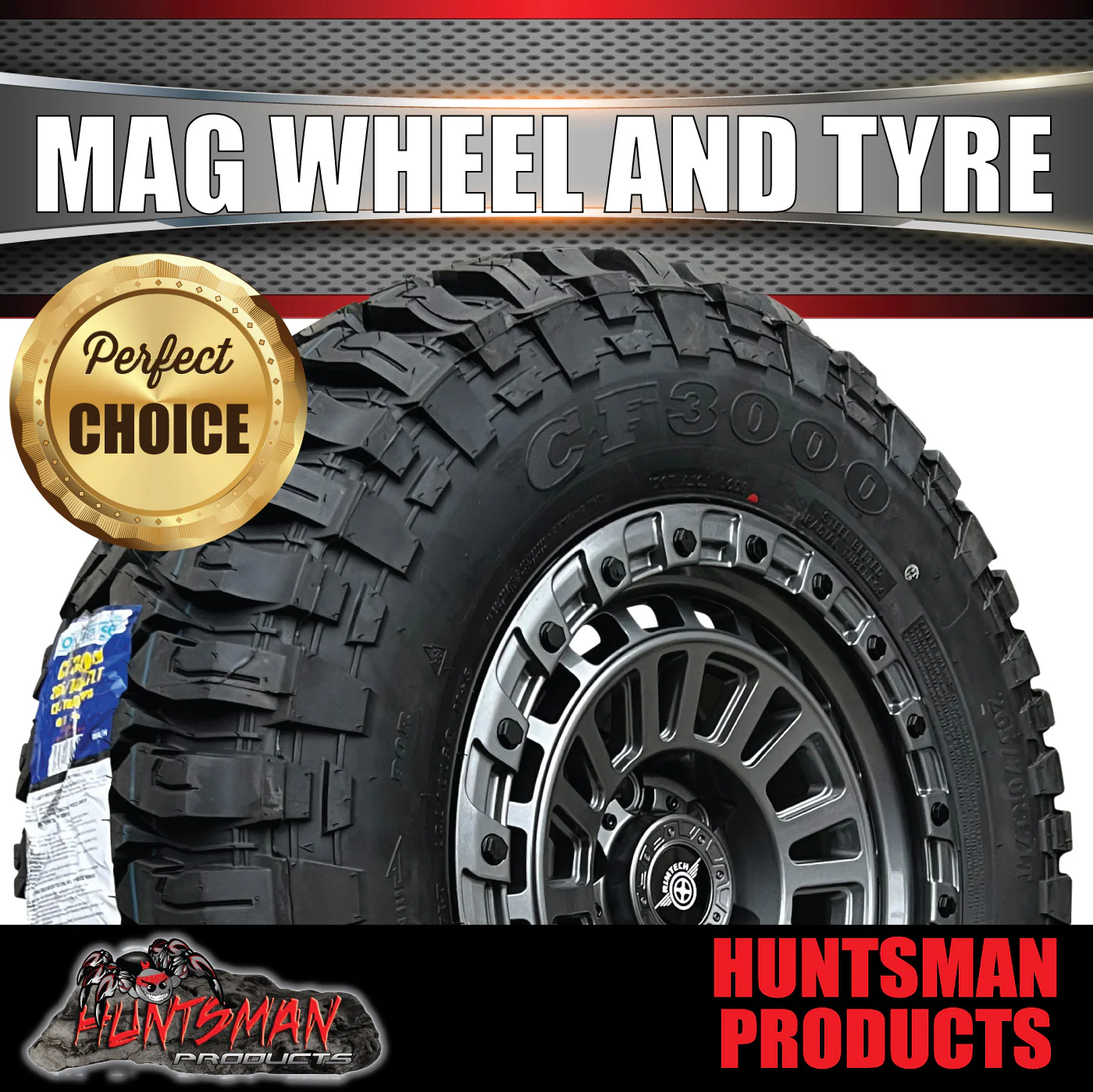 17x8 Gunmetal Sandstorm Alloy Rim 6/139.7 pcd ET0 & 265/65R17 Comforser Mud Tyre - Image 5
