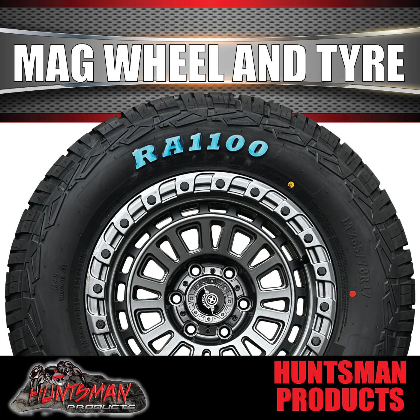 17x8 Gunmetal Sandstorm Alloy Rim 6/139.7 pcd ET0 & 265/65R17 Roadcruza RA1100 Tyre - Image 3