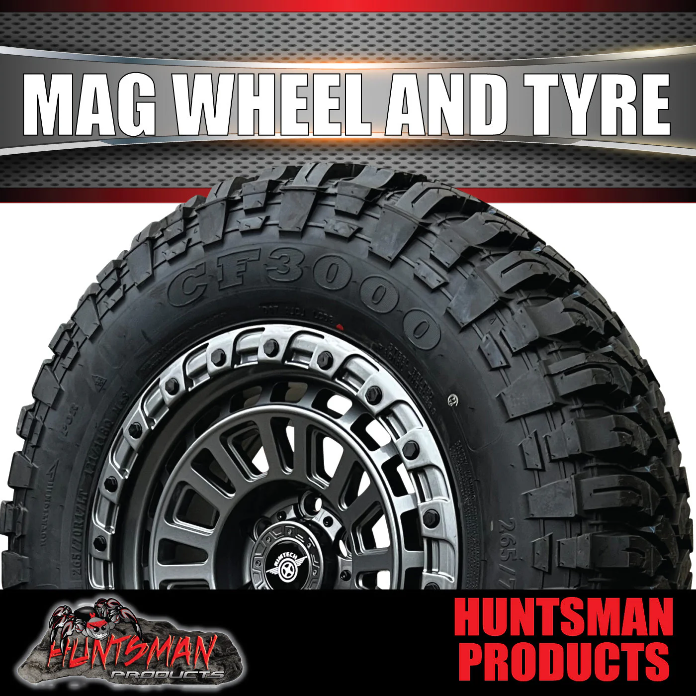 17x8 Gunmetal Sandstorm Alloy Rim 6/139.7 pcd ET0 & 35x12.5R17 Comforser Mud Tyre - Image 2