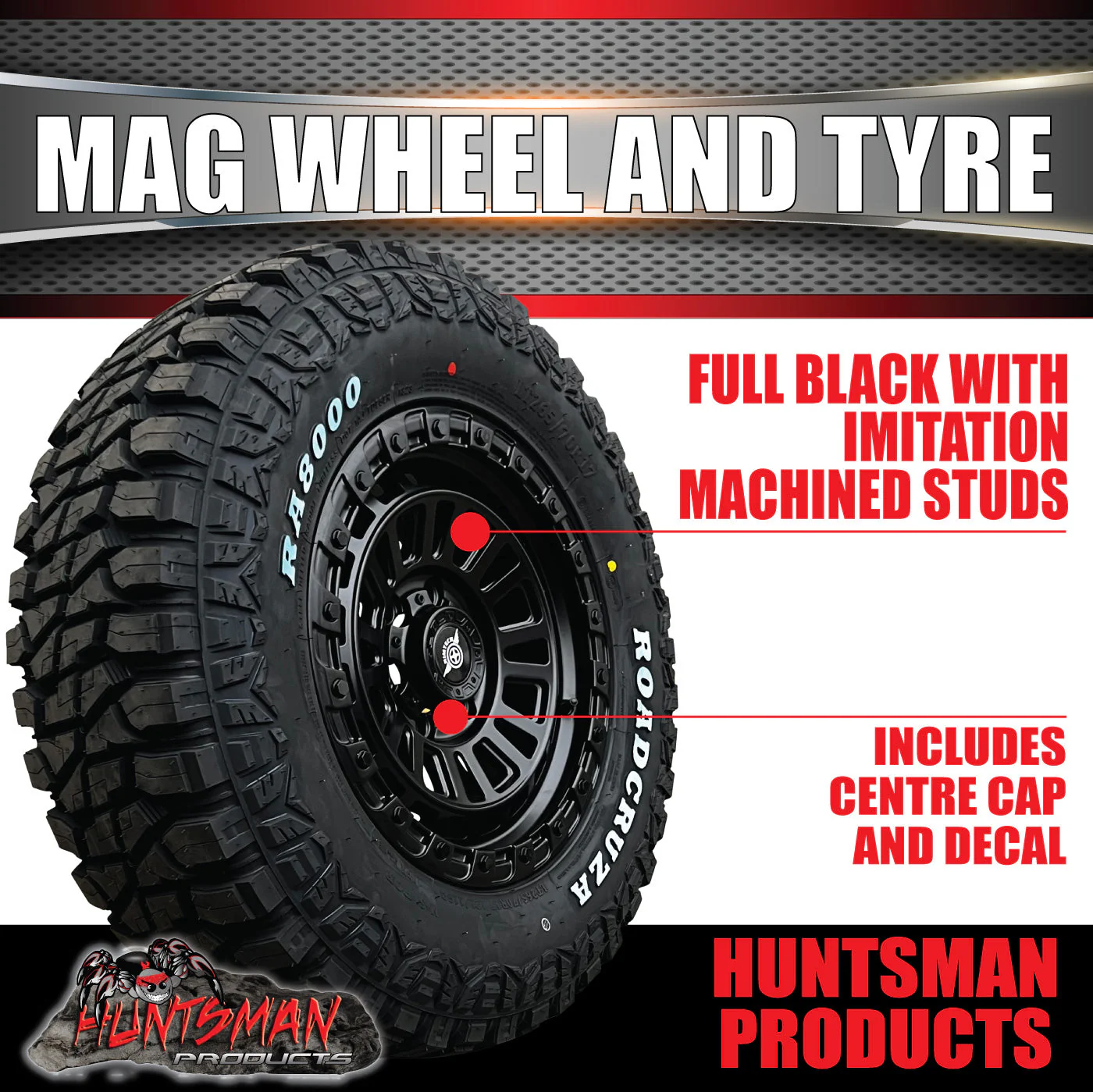 17x8 Sandstorm Alloy Wheel 6/139.7 pcd ET20 & 265/65R17 Roadcruza RA8000 Rugged Tyre - Image 3