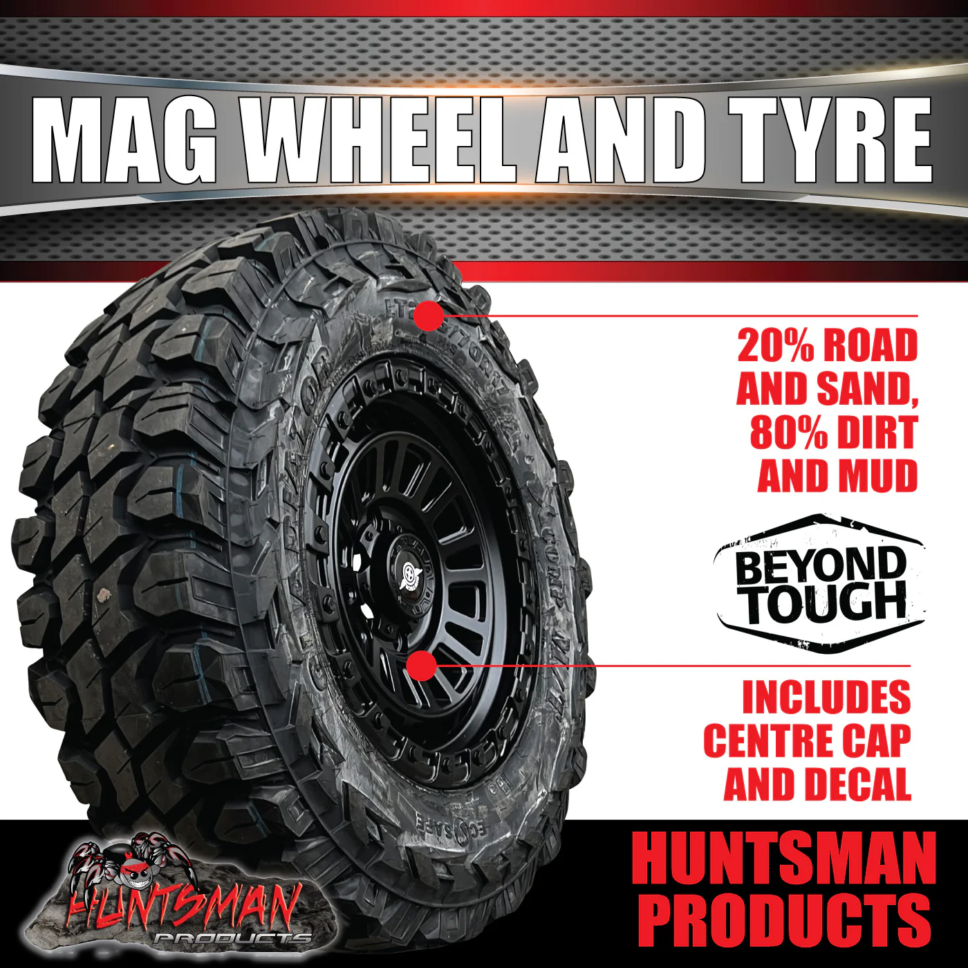 17x8 Sandstorm Alloy Wheel 6/139.7 PCD ET20 & 265/70R17 Gladiator X-comp Mud Tyre - Image 7