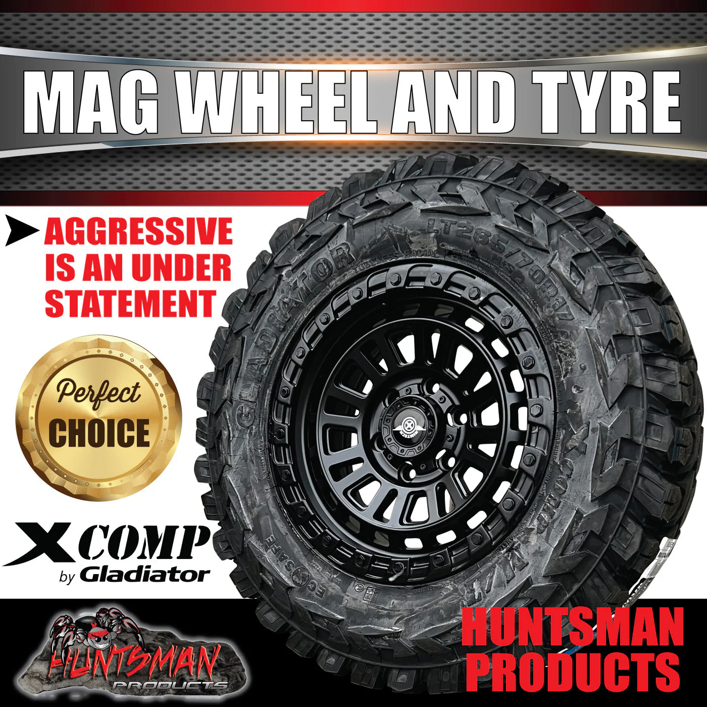 17x8 Sandstorm Alloy Wheel 6/139.7 PCD ET20 & 35x12.5R17 Gladiator X-comp Mud Tyre - Image 4