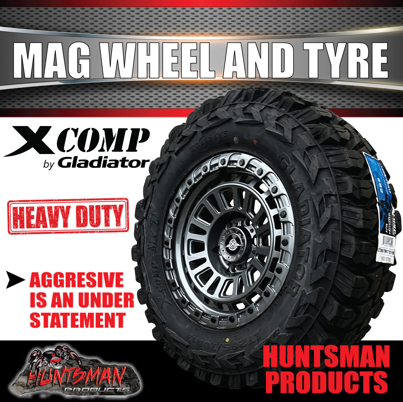 17x8 Sandstorm Gunmetal Alloy Wheel 6/139.7 pcd ET0 & 285/70R17 Gladiator Mud Tyre - Image 2