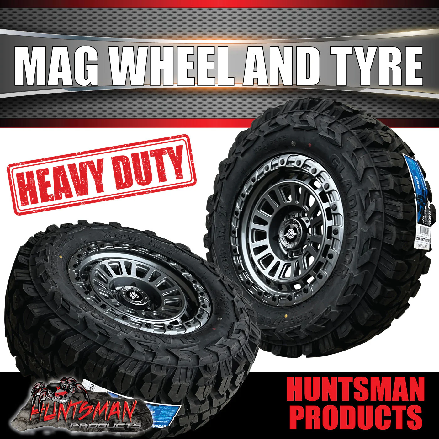 17x8 Sandstorm Gunmetal Alloy Wheel 6/139.7 pcd ET0 & 285/70R17 Gladiator Mud Tyre - Image 7