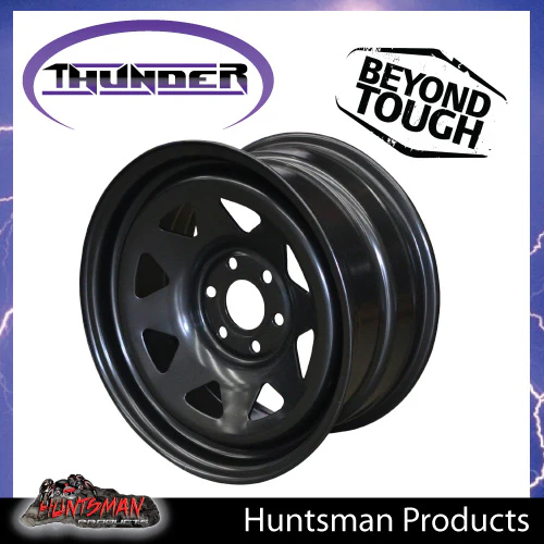 17X8 Sunraysia 6/114.3 PCD +20 Offset Black Thunder Steel Rim D40 NP300 - Image 5