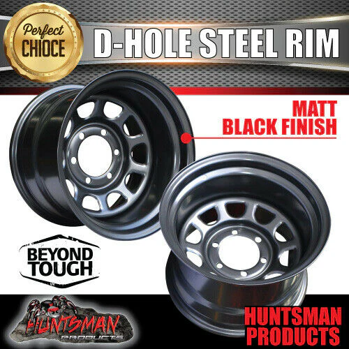 17X9 6 Stud Black "D Hole" Thunder Steel Rim -30 Offset 6/139.7 PCD.  Fits Landcruiser, Patrol etc - Image 3