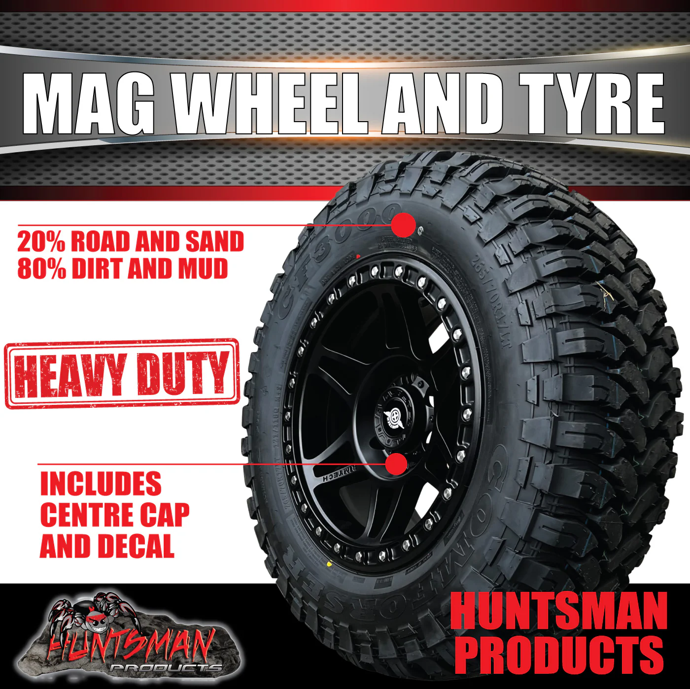 17x9 Delta Alloy Wheel 6/139.7 pcd ET18 & 245/65R17 Comforser CF3000 Mud Tyre - Image 3
