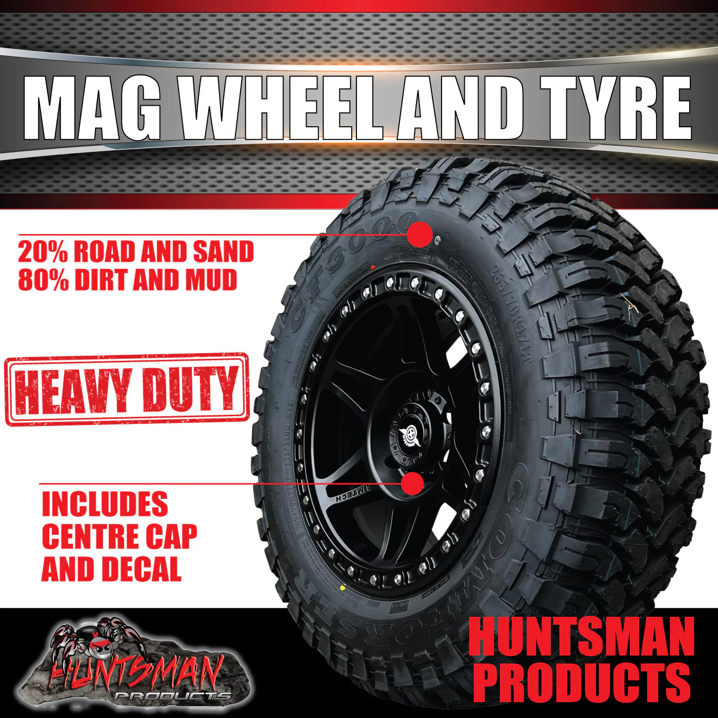 17x9 Delta Alloy Wheel 6/139.7 pcd ET18 & 35x12.5R17 Comforser CF3000 Mud Tyre - Image 3