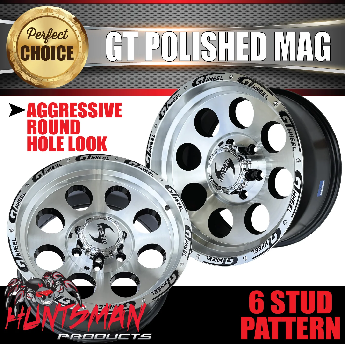 17X9 GT Alloy Mag Wheel 4X4 4wd 6/139.7 0 Offset Fits Landcruiser Nissan Ranger Hilux ETC - Image 4