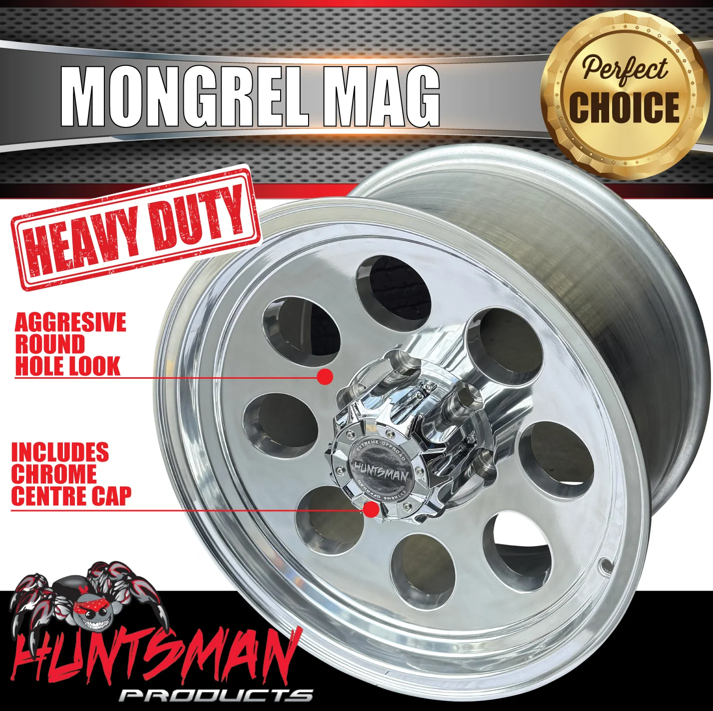 17x9 Mongrel Polished Mag Wheel 0P 4X4 6/139.7 pcd fit Patrol Landcruiser Ranger etc - Image 2
