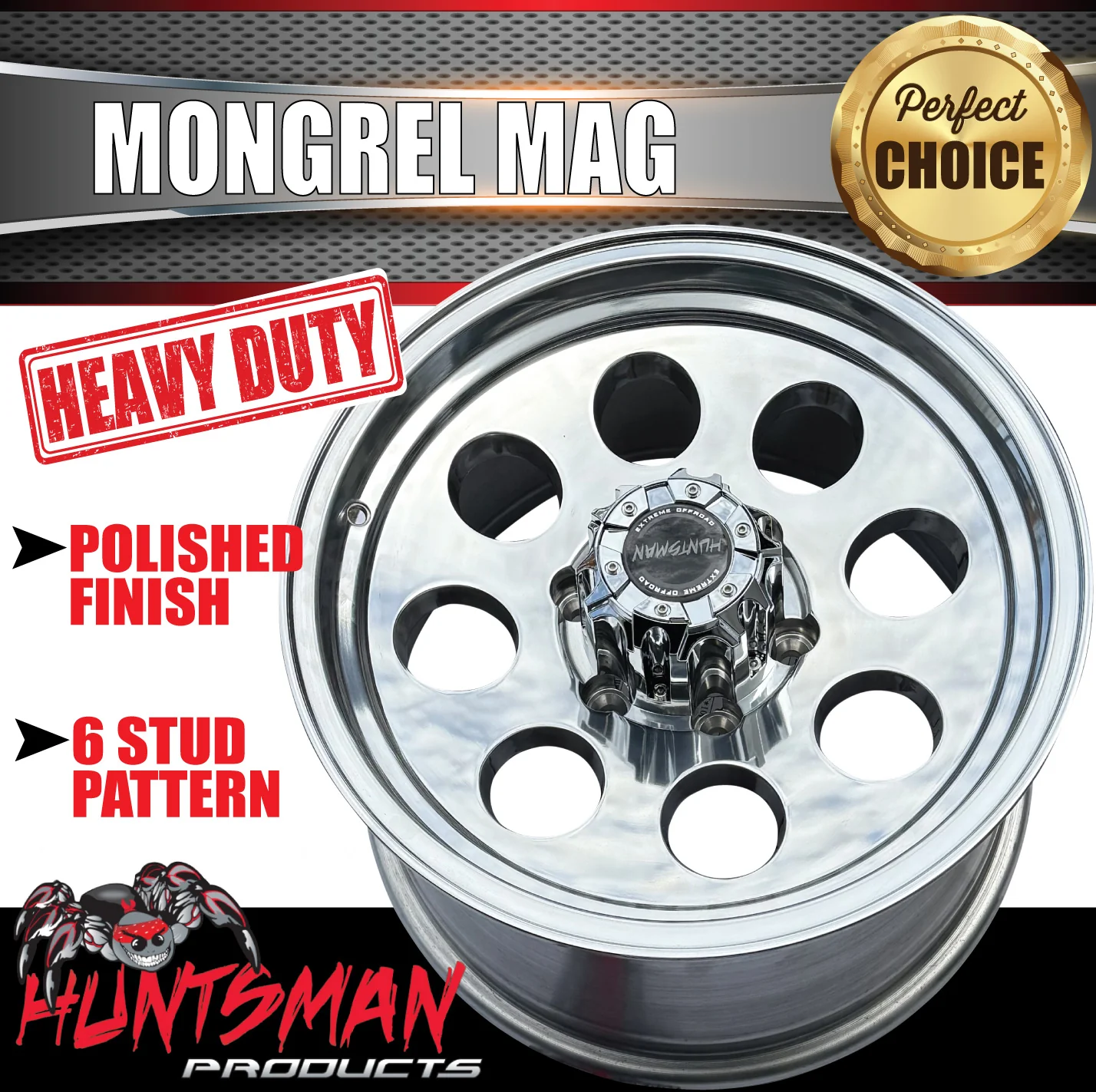 17x9 Mongrel Polished Mag Wheel 0P 4X4 6/139.7 pcd fit Patrol Landcruiser Ranger etc - Image 3