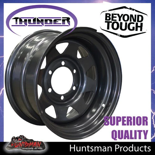 18X8 6 Stud Black Steel Thunder Wheel Rim -23 Offset. 6/139.7 - Image 2