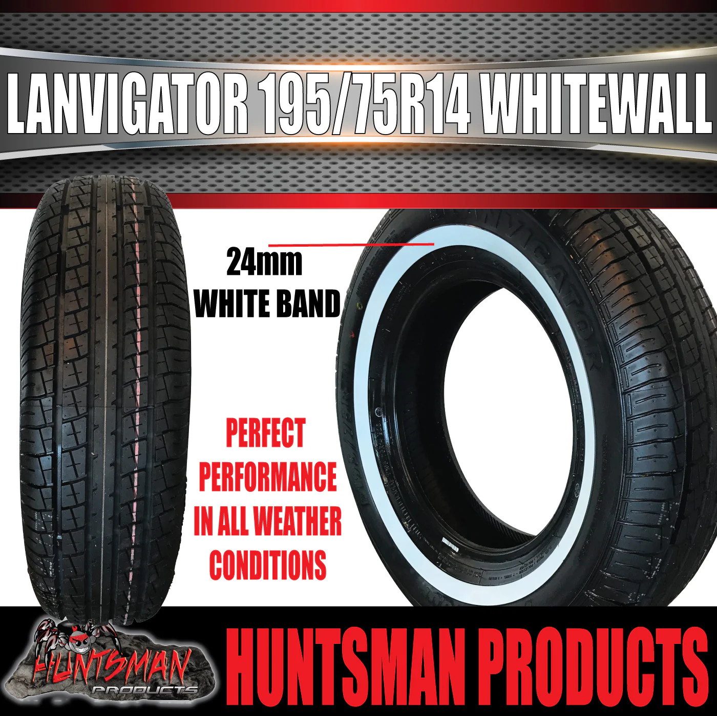 195/75R14 LANVIGATOR PRIMETOUR WHITEWALL TYRE. 195 75 14 - Image 4