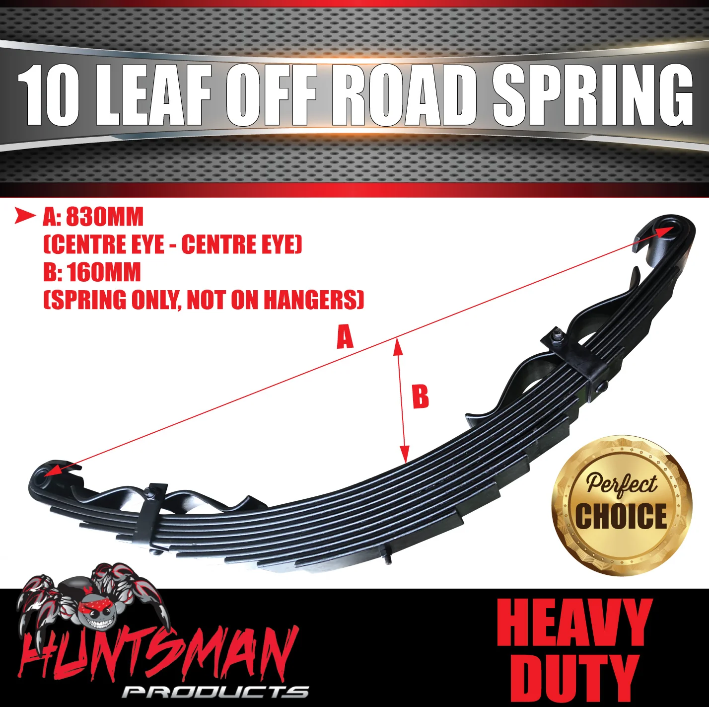 1x 10 Leaf Off Road Trailer Caravan Camper spring 2500Kg (per pair) with Rebound Straps. Shot Peened - Image 2