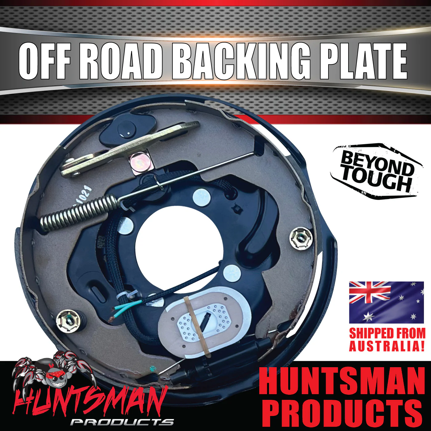1x 10" LHS Off Road Trailer Caravan Electric Brake Backing Plate With Park Lever Suit Huntsman & Alko - Image 2