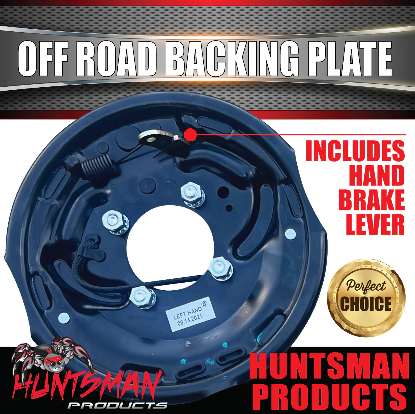 1x 10" LHS Off Road Trailer Caravan Electric Brake Backing Plate With Park Lever Suit Huntsman & Alko - Image 3