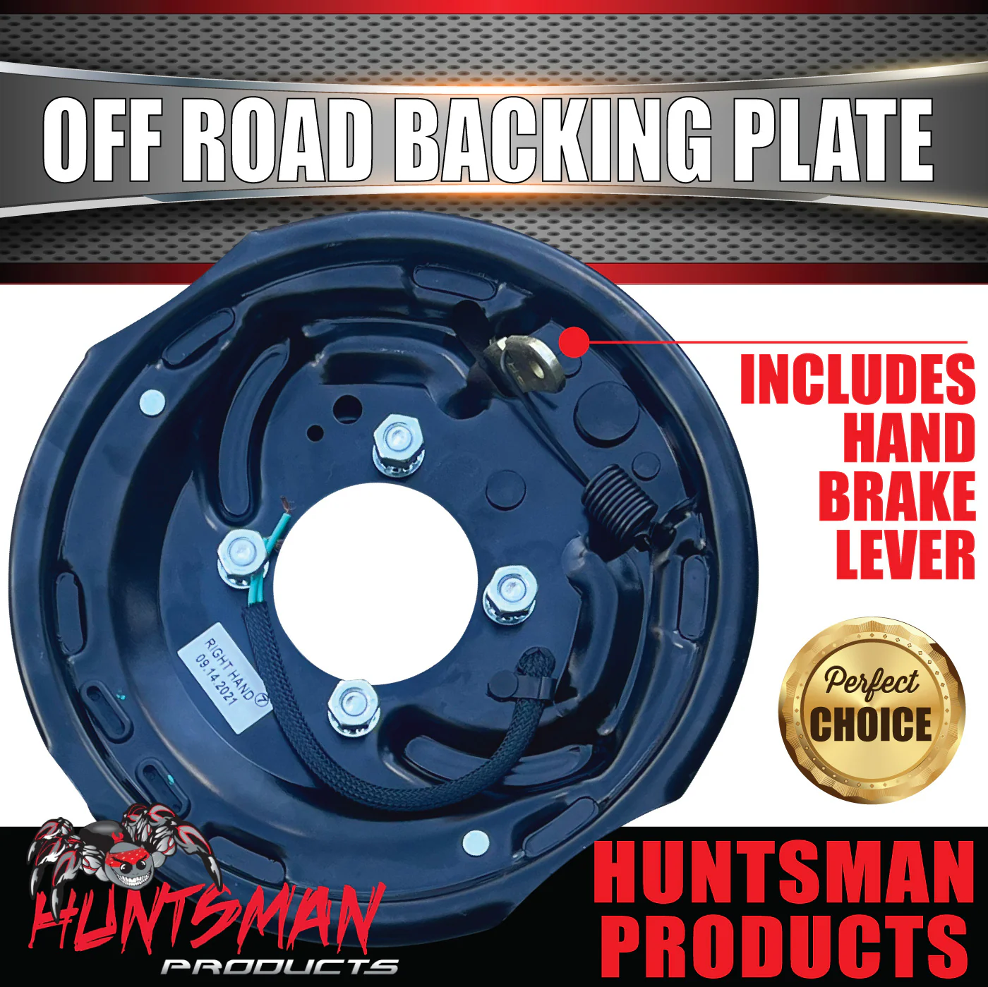 1x 10" RHS Off Road Trailer Caravan Electric Brake Backing Plate With Park Lever Suit Huntsman & Alko - Image 3