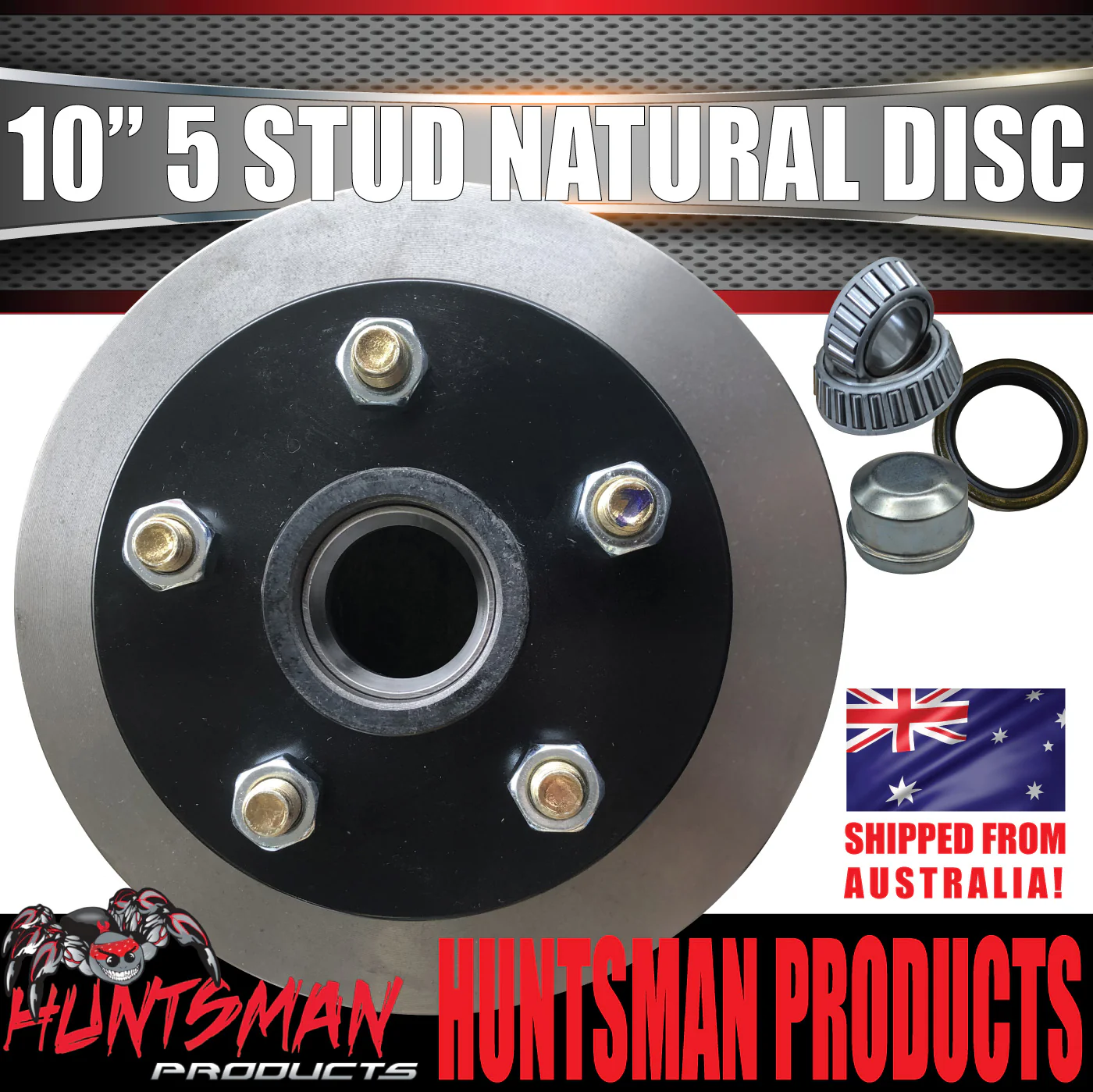 1x 10" Trailer Caravan Commodore Pattern Natural Disc Hub & LM Bearing Kit - Image 2