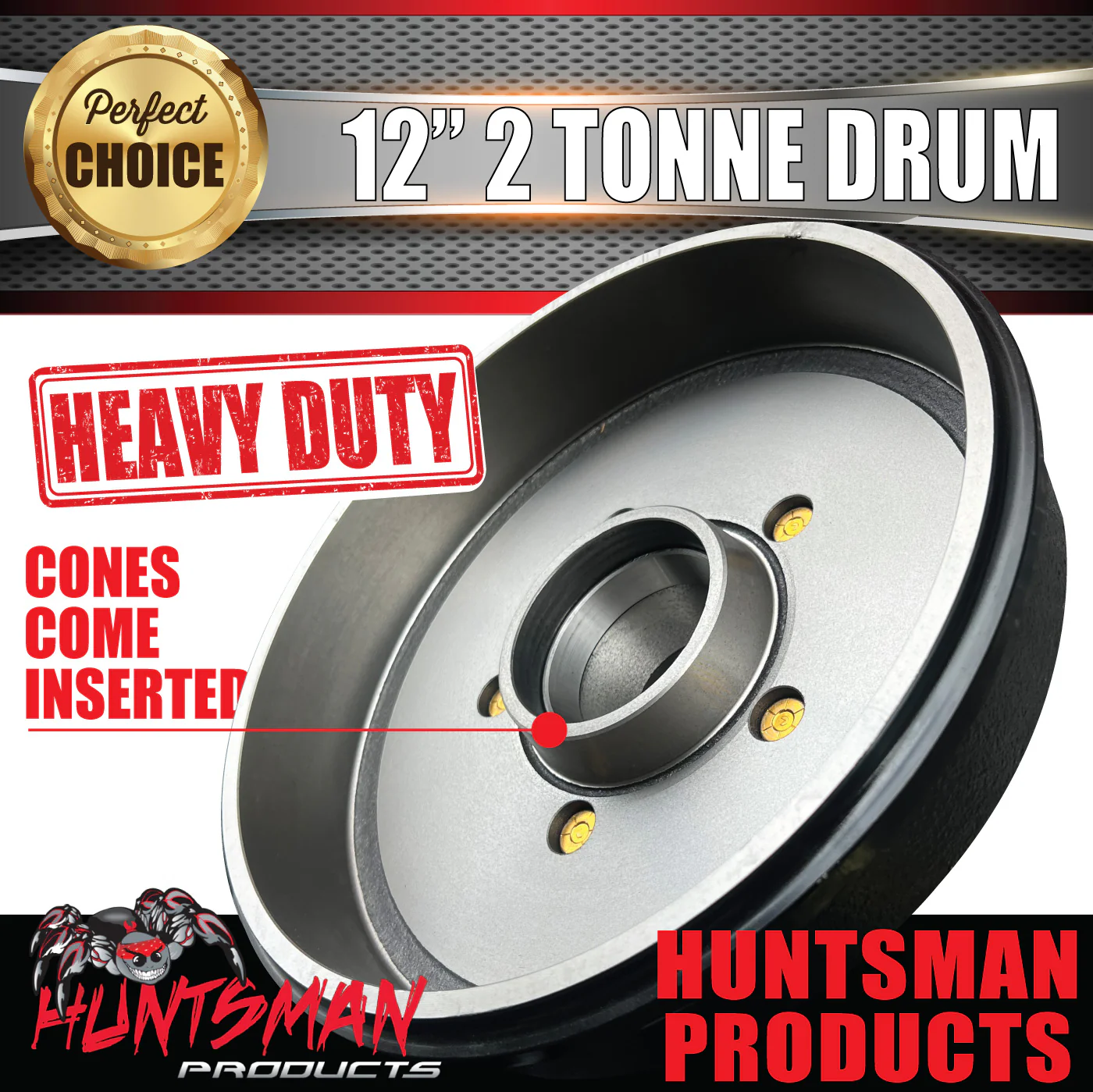 2x 12" 2 Tonne 5 Stud Electric Trailer Brake Drums & Bearings 30210 & 15123.  Huntsman & Alko Style - Image 5