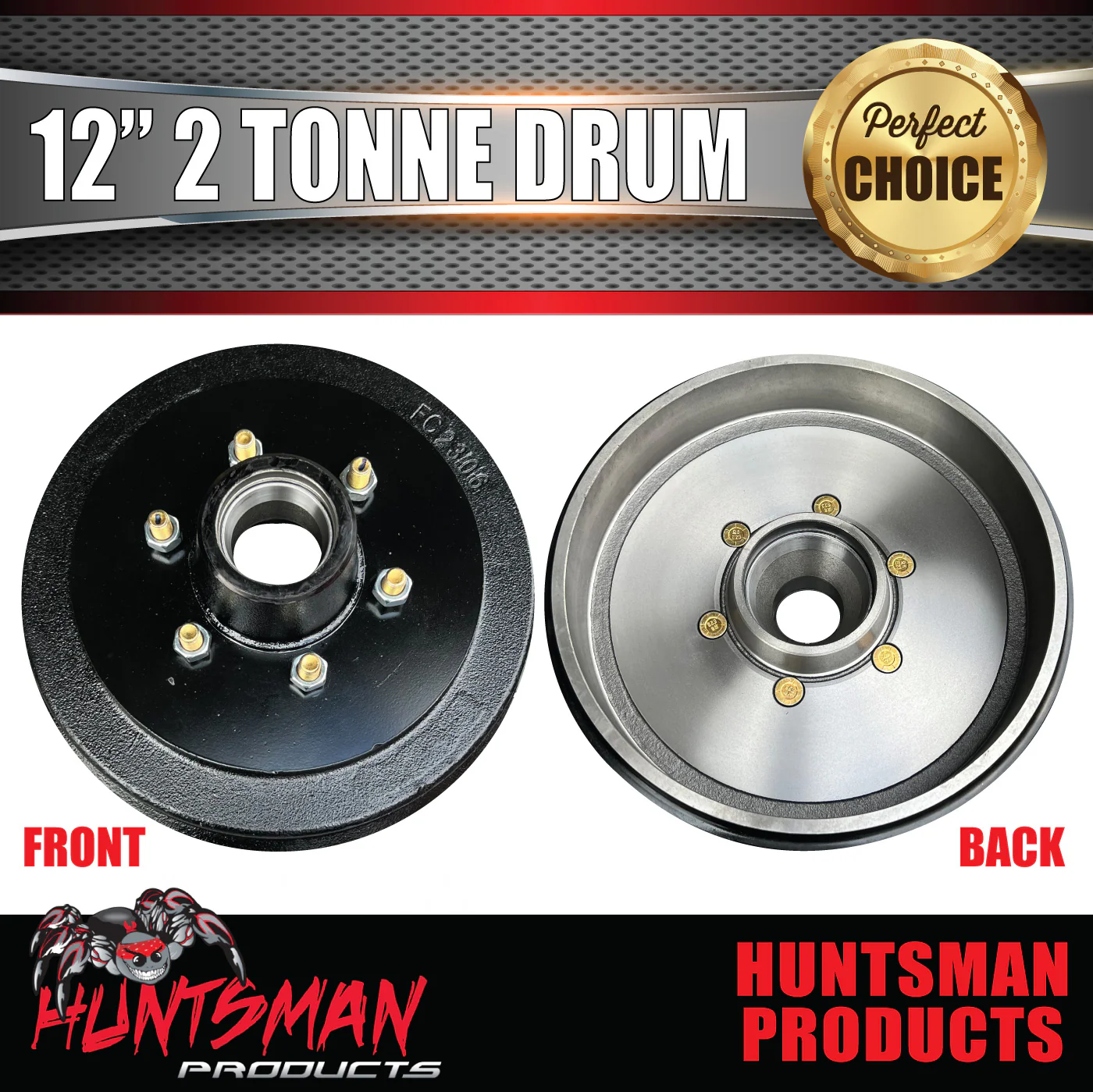 2x 12" 2 Tonne 6 Stud Electric Trailer Brake Drums & Bearings. Caravan Huntsman, Alko Style - Image 3
