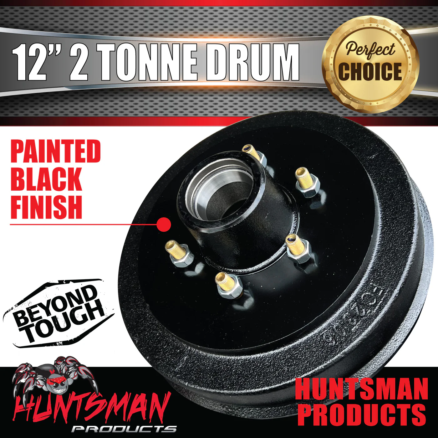2x 12" 2 Tonne 6 Stud Electric Trailer Brake Drums & Bearings. Caravan Huntsman, Alko Style - Image 4