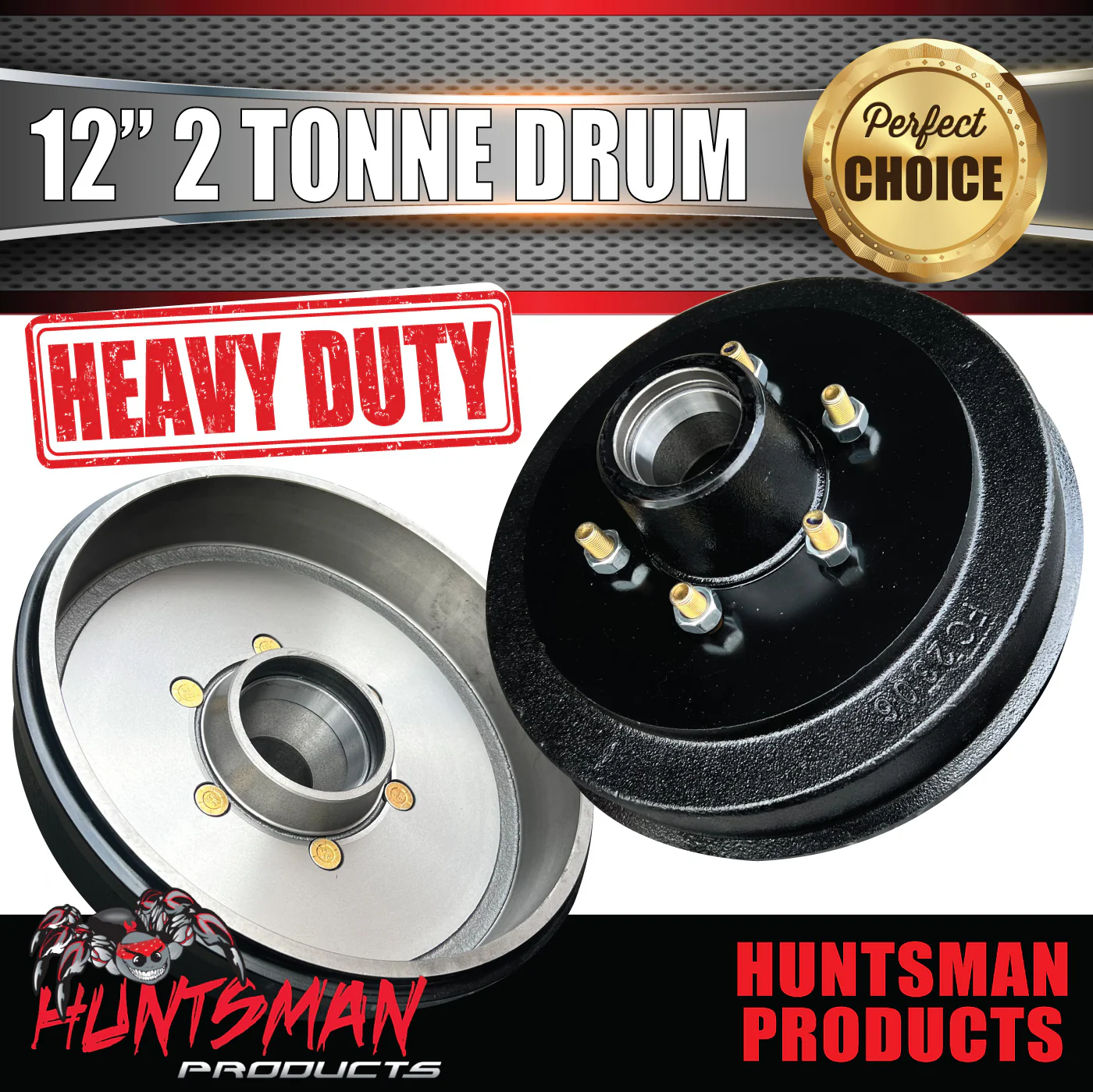 2x 12" 2 Tonne 6 Stud Electric Trailer Brake Drums & Bearings. Caravan Huntsman, Alko Style - Image 5