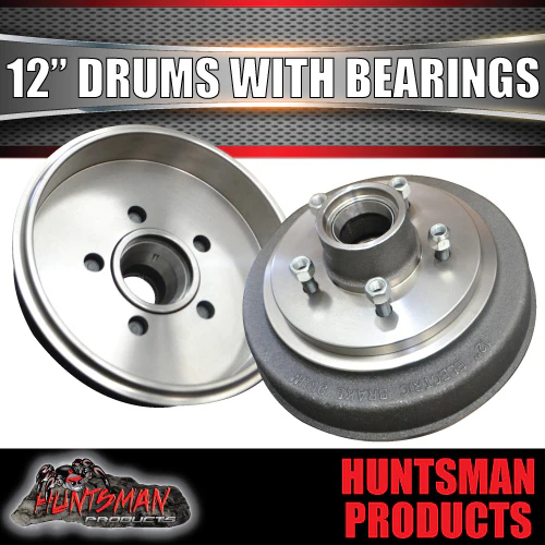 2X 12" 3 Tonne 5 Stud L/C Electric Trailer Caravan Brake Drums & Bearings.  Suit Huntsman & Alko - Image 4
