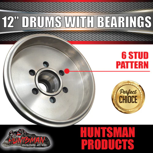 2x 12" 3 Tonne 6 Stud Caravan Trailer Electric Brake Drums & Bearings Suit Huntsman & Alko - Image 3