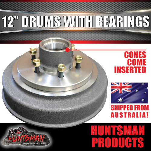 2x 12" 3 Tonne 6 Stud Caravan Trailer Electric Brake Drums & Bearings Suit Huntsman & Alko - Image 4