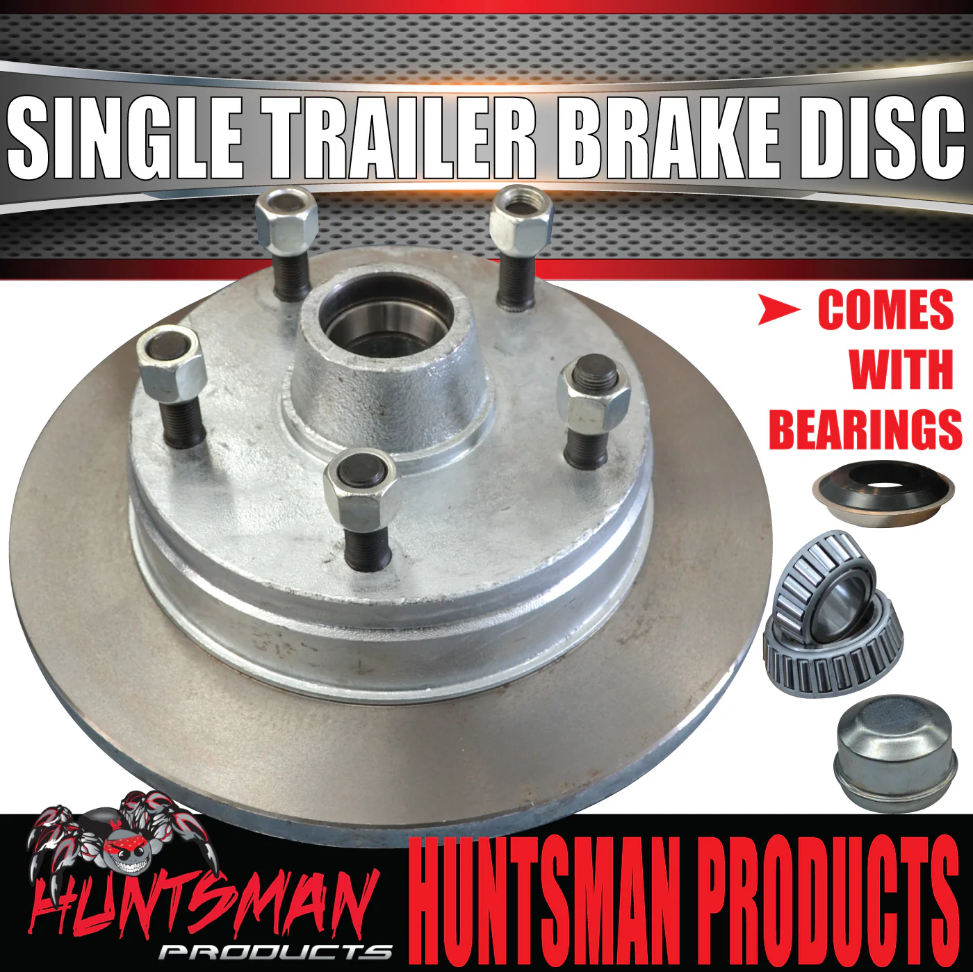 1x 12" Galvanised 5 Stud Trailer Disc 5/150 PCD. LM Bearings & Marine Seal - Image 4