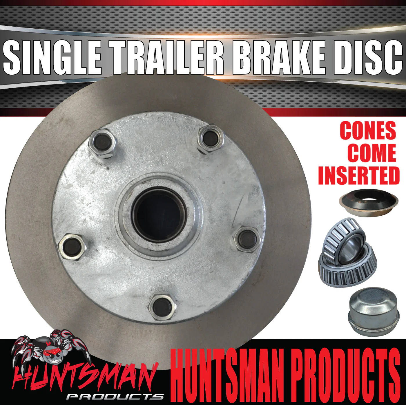 1x 12" Galvanised 5 Stud Trailer Disc 5/150 PCD. LM Bearings & Marine Seal - Image 3