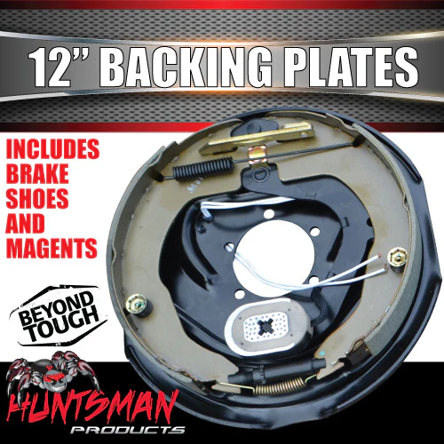 1x 12" RHS Drivers Side Trailer Caravan Electric Brake Backing Plate. Strong Magnet - Image 2