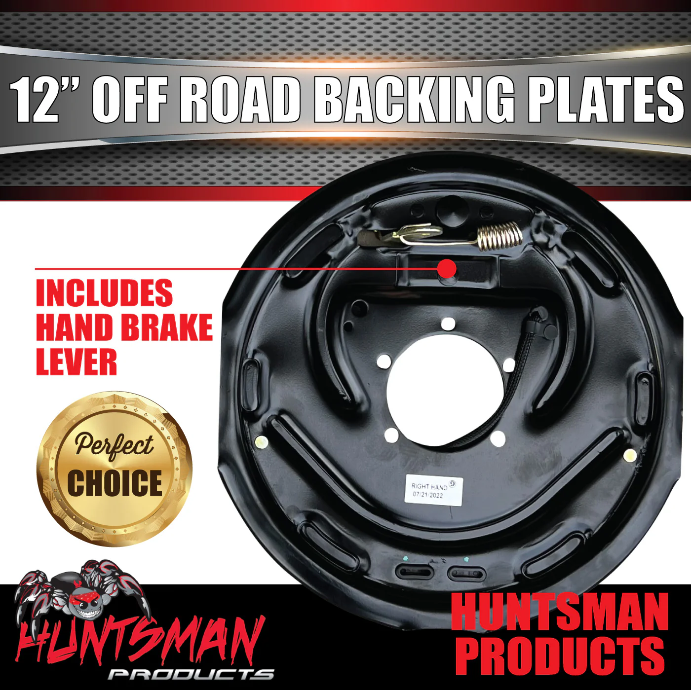 1x 12" RHS "Drivers" Side Off Road Trailer Caravan Electric Brake Backing Plate - Image 3