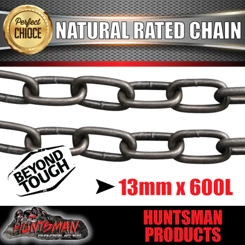 1x 13mm x 600mm trailer caravan rated safety chain natural finish 3500kg.  4177-35 Stamped - Image 3