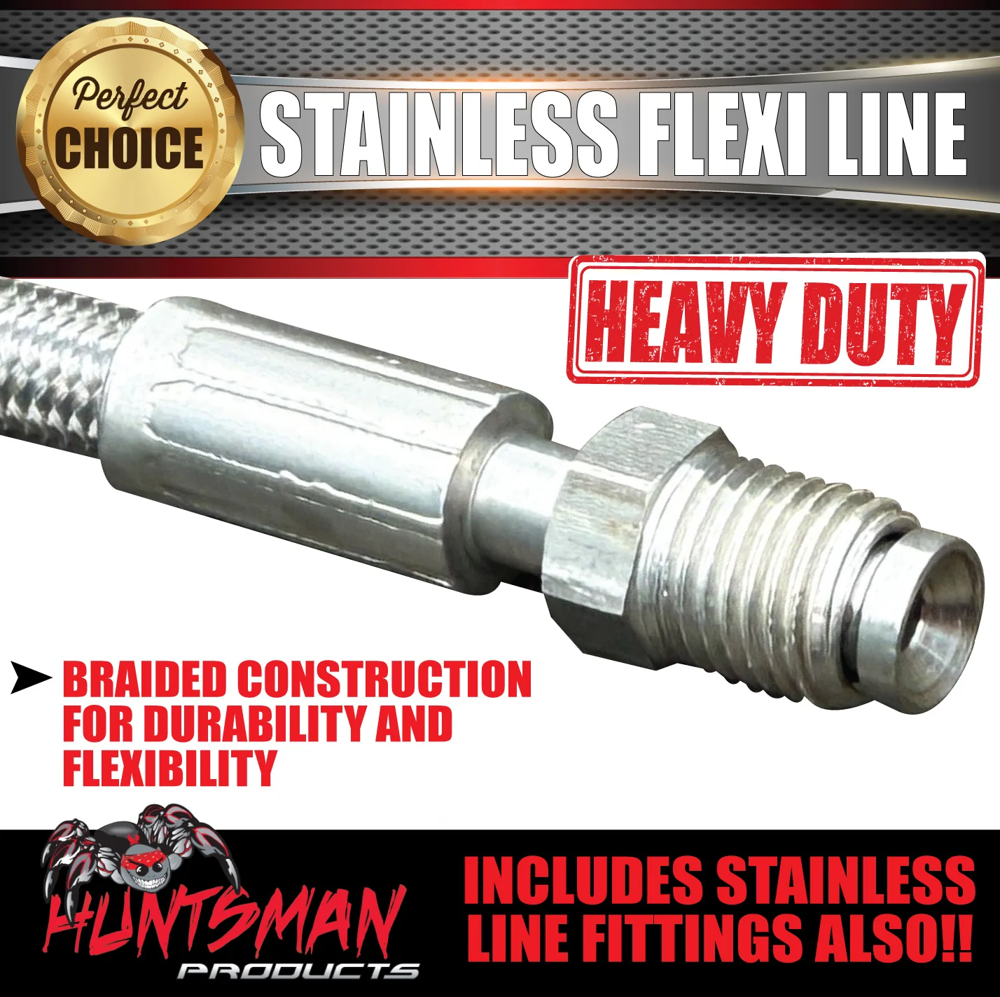 1x 300mm Trailer Hydraulic Brake Braided Stainless Steel Flexi Line 3/8" Fittings - Image 2