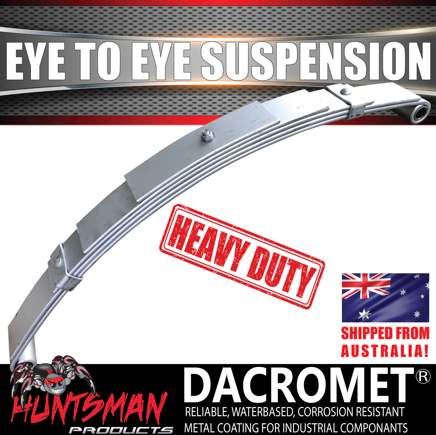 1x 5 Leaf Dacromet/Galvanised 60mm x 6mm Eye to Eye Trailer Caravan Spring 690Kg Ea - Image 2