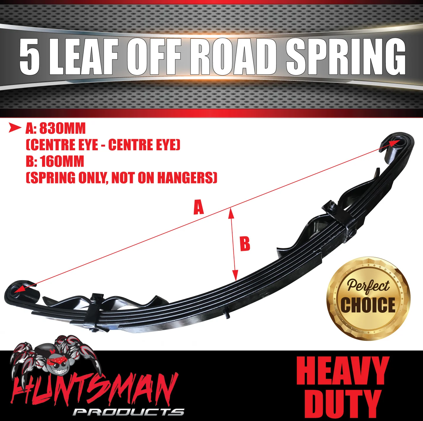 1x 5 Leaf Off Road Trailer Caravan Camper spring 1200Kg (per pair) with Rebound Straps. Shot Peened - Image 2