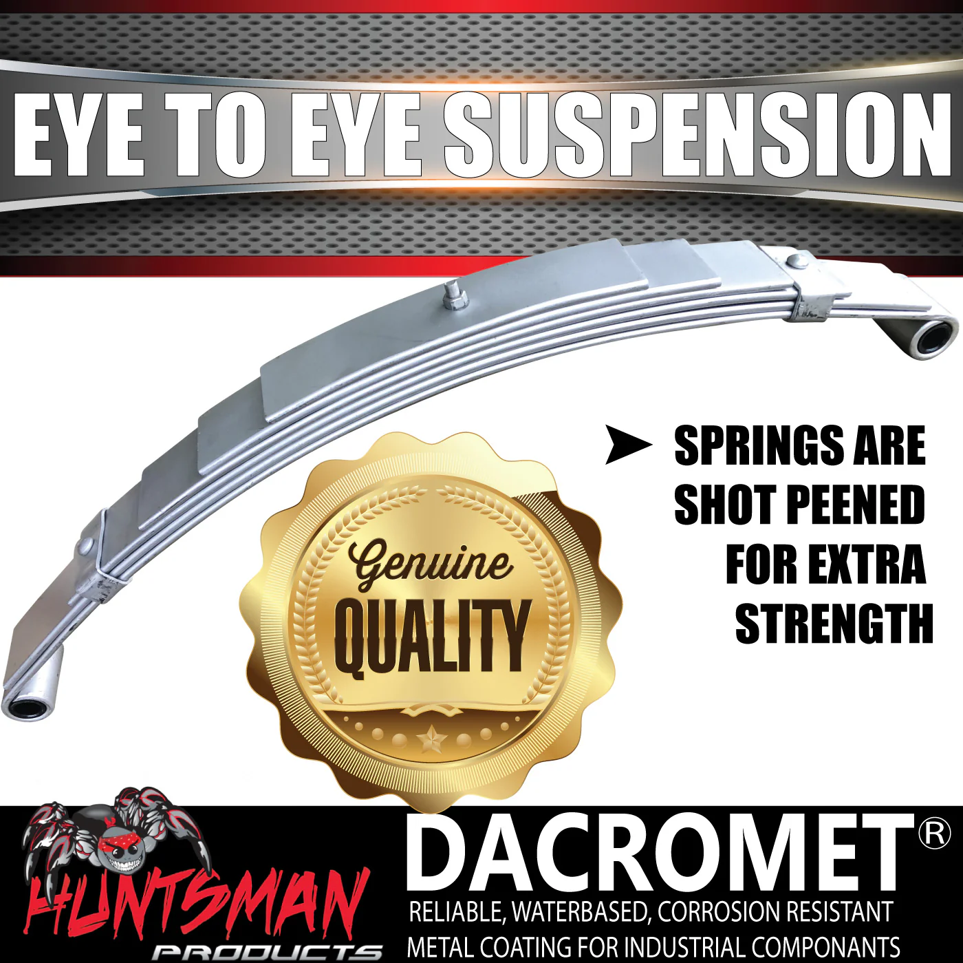 6 Leaf 1500Kg Galvanised Dacromet 60mm Eye to Eye Trailer Caravan Springs U Bolt & Hanger Kit - Image 6