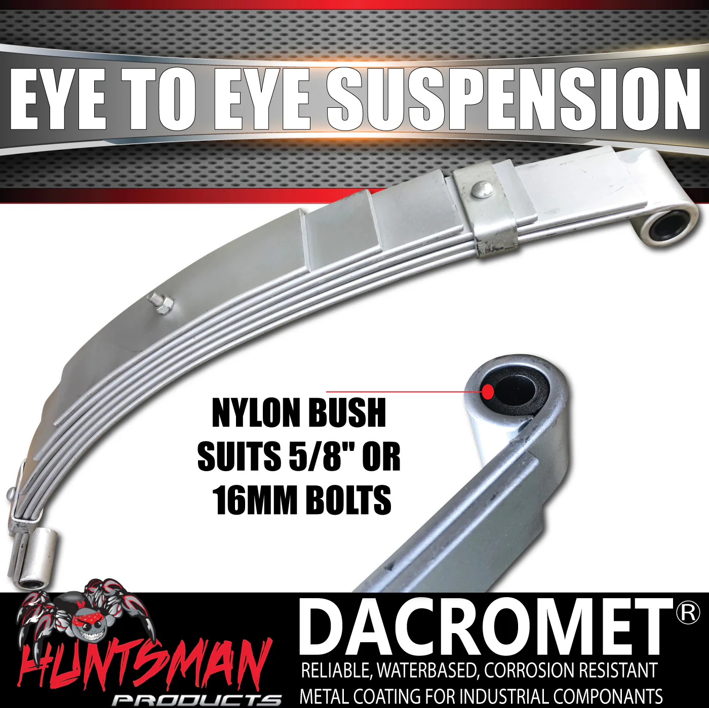 6 Leaf 1500Kg Galvanised Dacromet 60mm Eye to Eye Trailer Caravan Springs U Bolt & Hanger Kit - Image 7