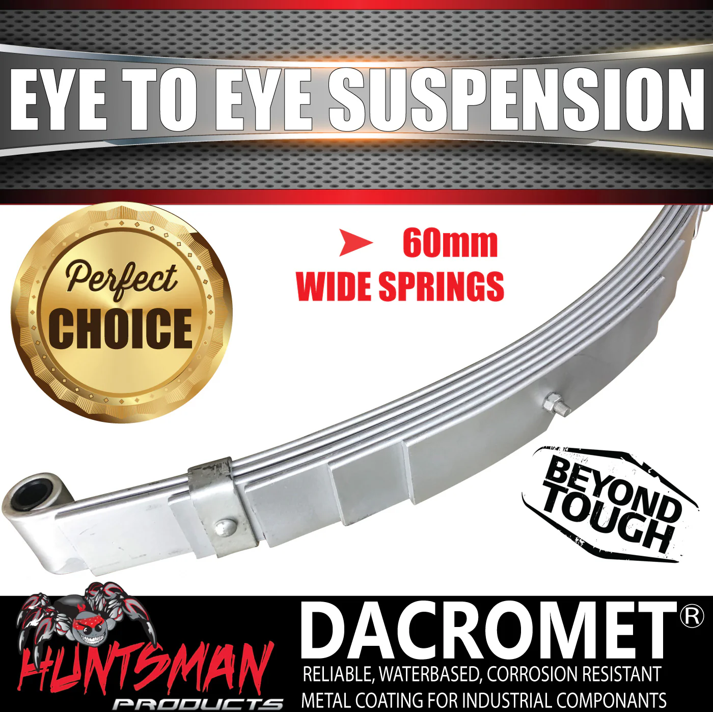 6 Leaf 1500Kg Galvanised Dacromet 60mm Eye to Eye Trailer Caravan Springs U Bolt & Hanger Kit - Image 4